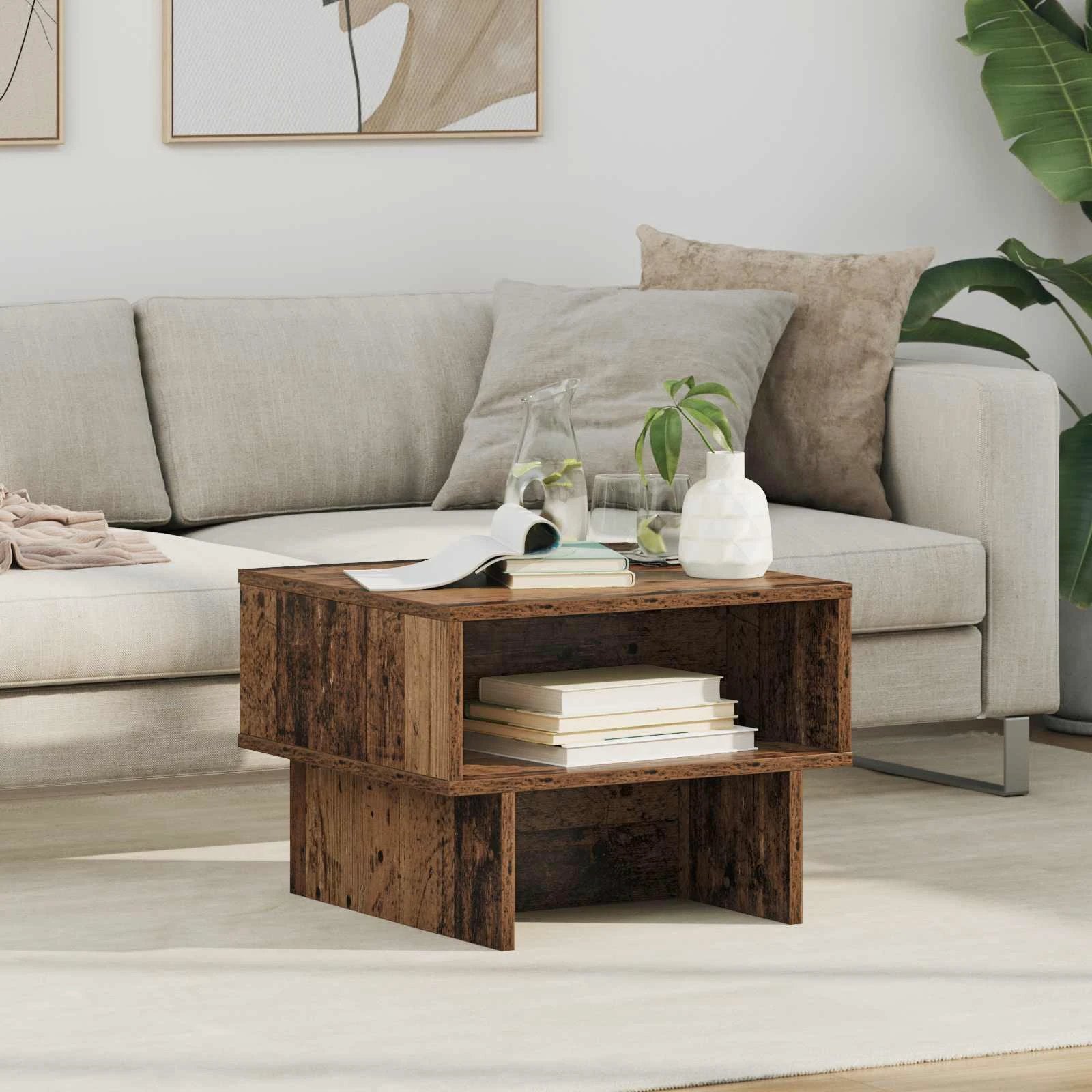 VidaXL Coffee Table 80x46x35cm White Wooden Home by vidaXL
