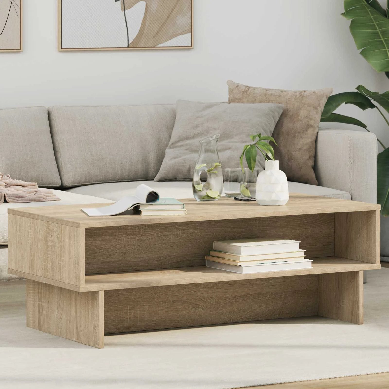 VidaXL Coffee Table 80x46x35cm White Wooden Home by vidaXL