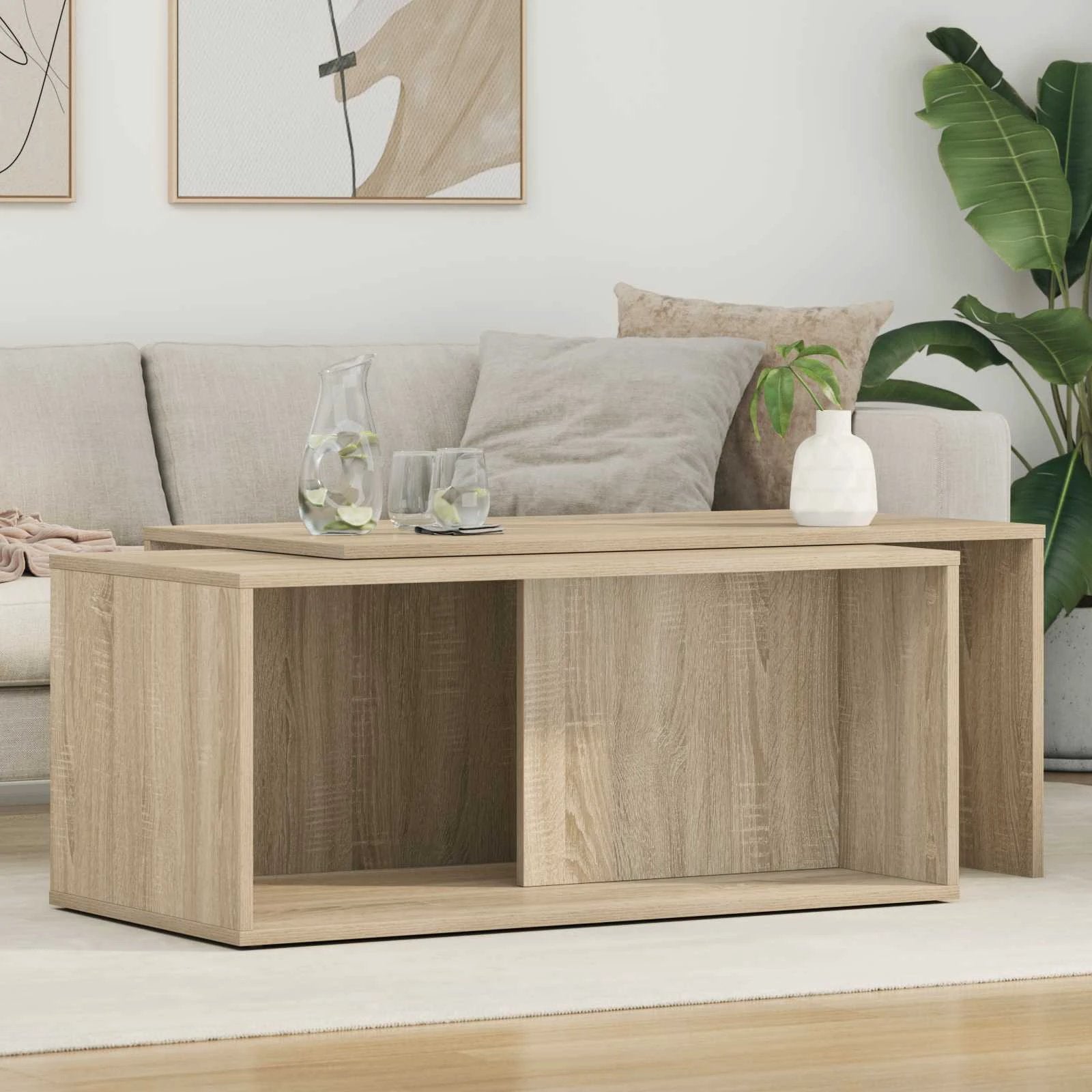 vidaXL VidaXL Coffee Table Set White Wood Modern - Coffee Table