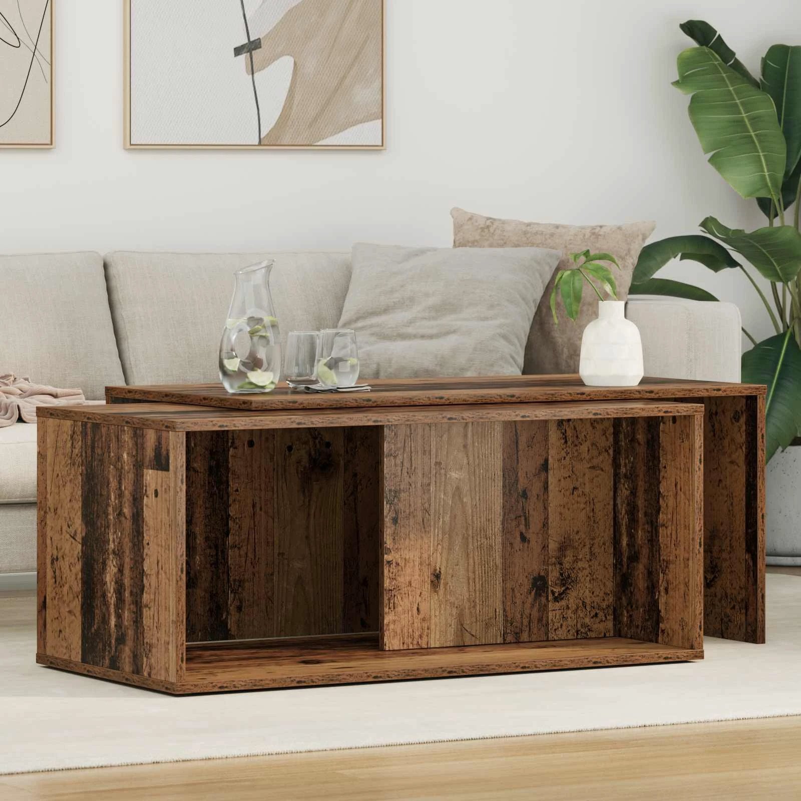 vidaXL VidaXL Coffee Table Set White Wood Modern - Coffee Table