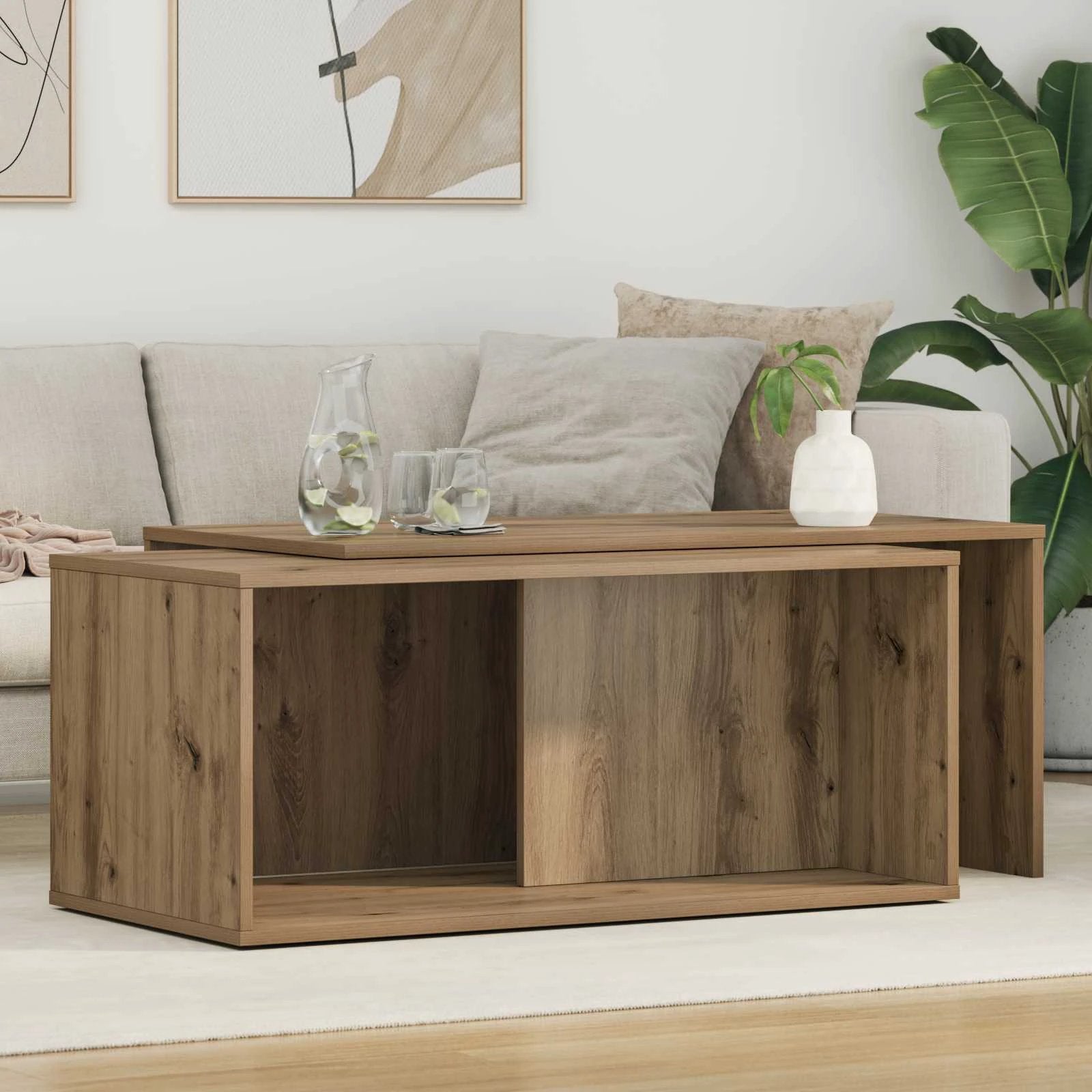 vidaXL VidaXL Coffee Table Set White Wood Modern - Coffee Table