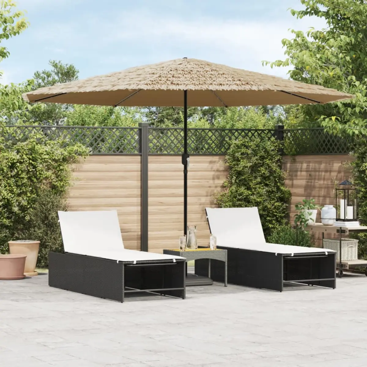 vidaXL vidaXL Garden Parasol with LEDs and Steel Pole Brown 248x248x248 cm - Parasol