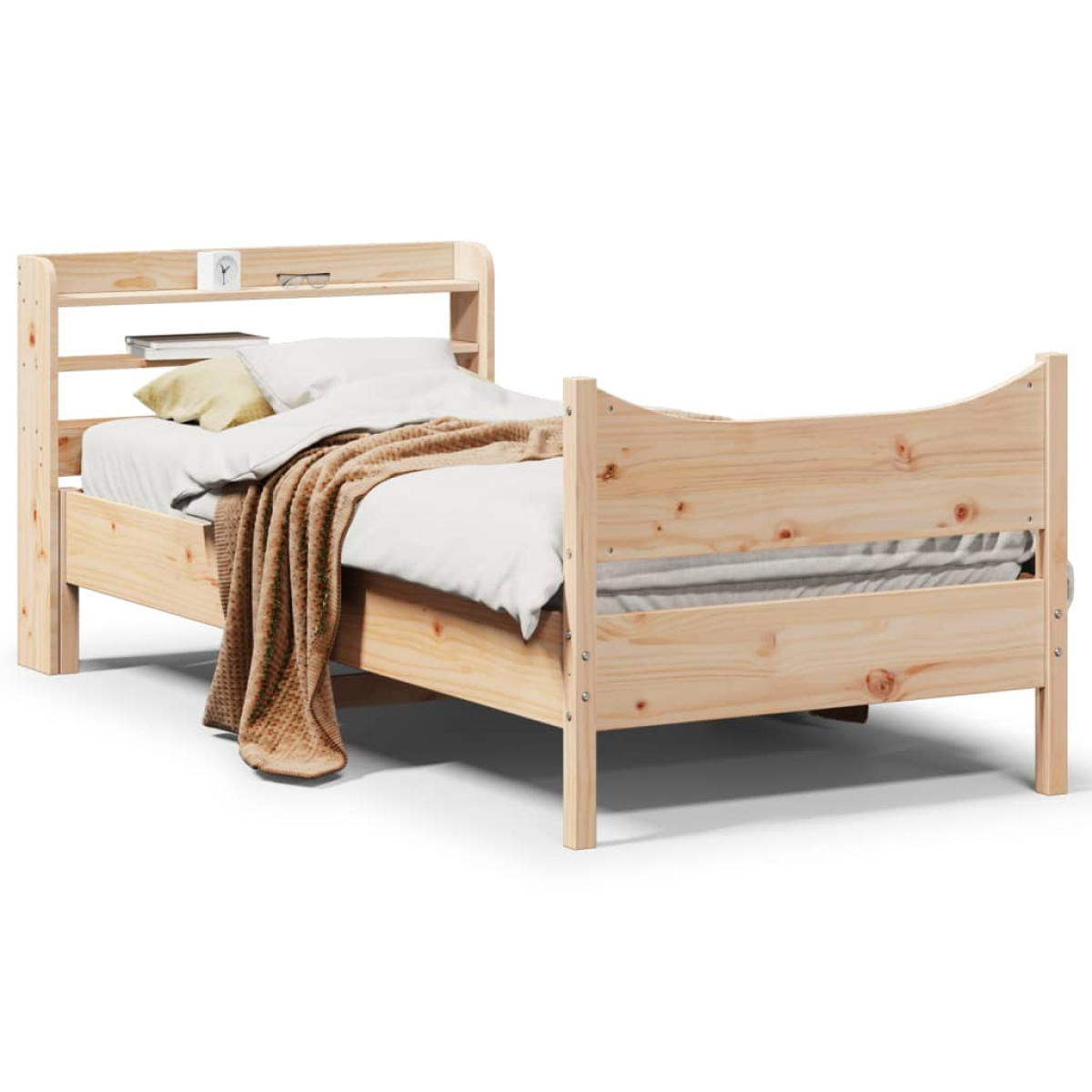 vidaXL Bed Frame with Headboard 200x200 cm Solid Wood Pine - from vidaXL
