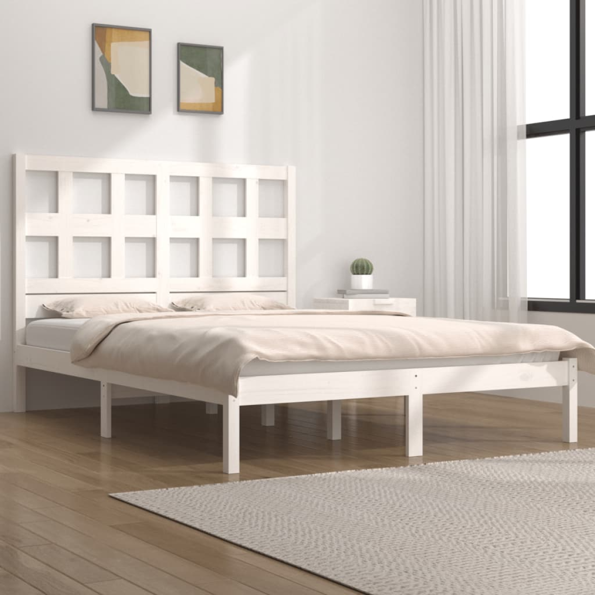 vidaXL Bed Frame | Black | Solid pine wood | Durable | Bed Frame | Rectangular - from vidaXL