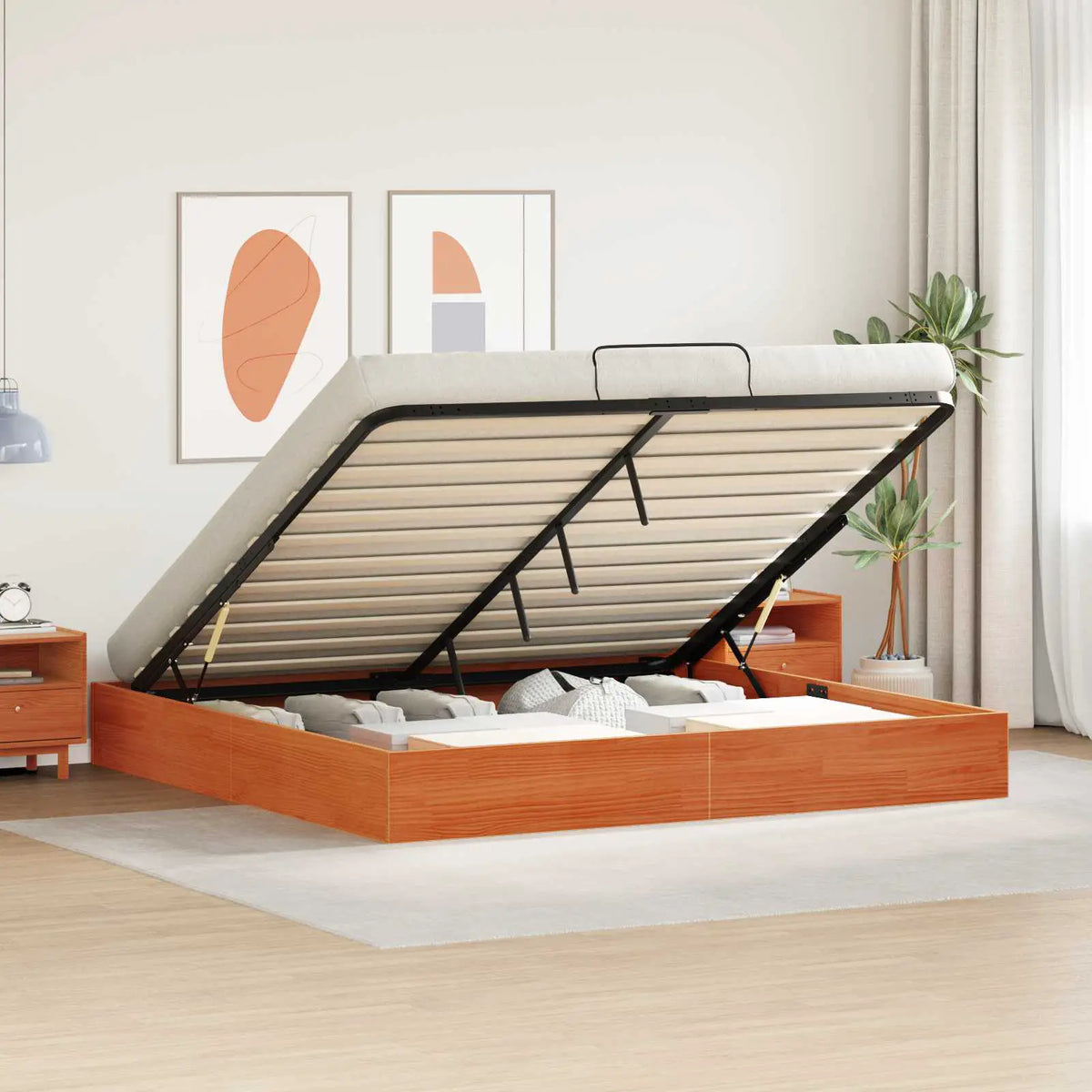 vidaXL Ottoman Bed Frame with Storage Natural 70 x 190 cm - from vidaXL