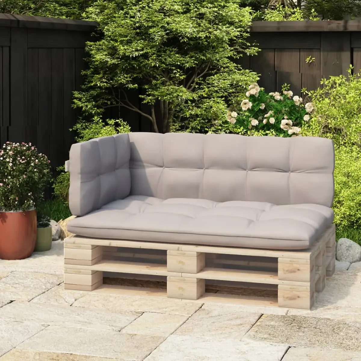 vidaXL vidaXL Backrest for Pallet Sofa Black 110 cm Iron - Garden Sofa Sets