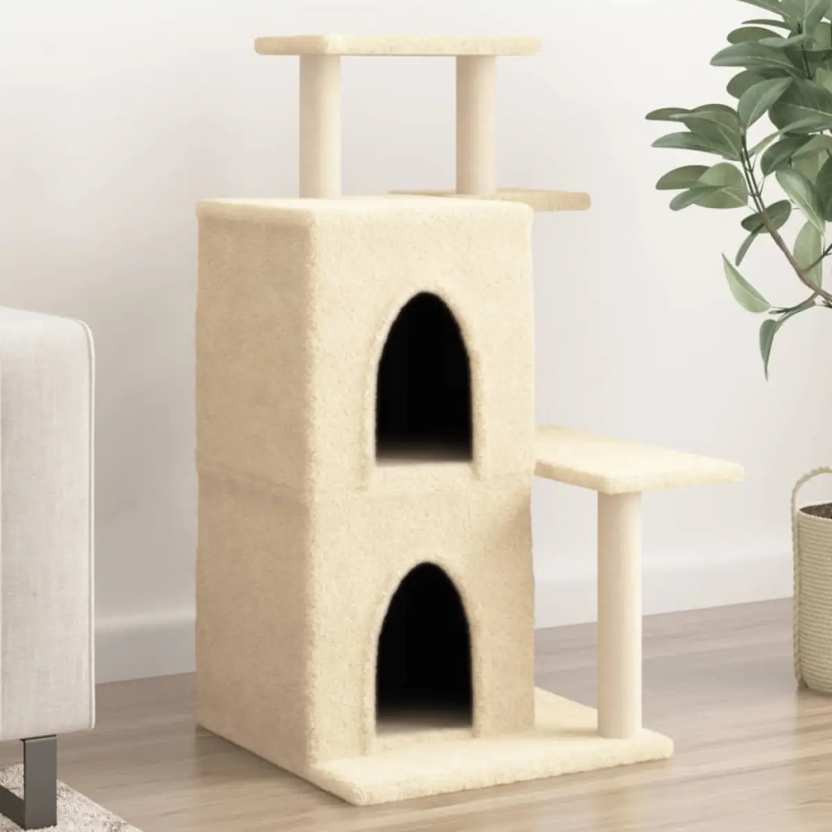 vidaXL vidaXL Cat Tree with Sisal Scratching Posts Cream 97 cm - Cat Tree