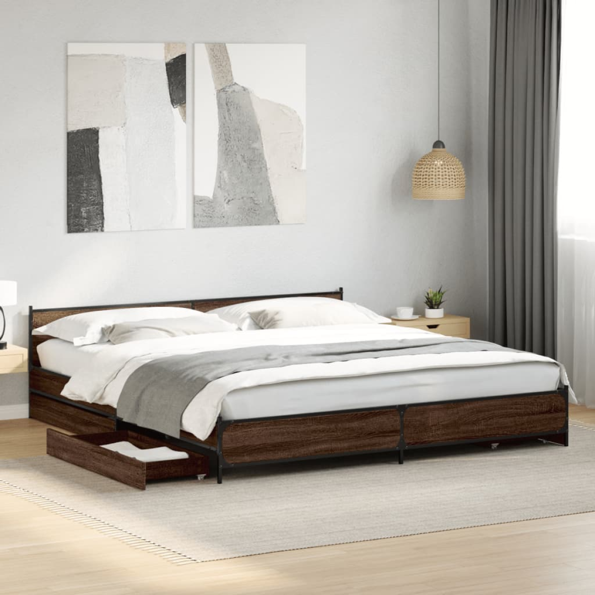 vidaXL Bed Frame with Drawers without Mattress Black 135x190 cm Double - from vidaXL