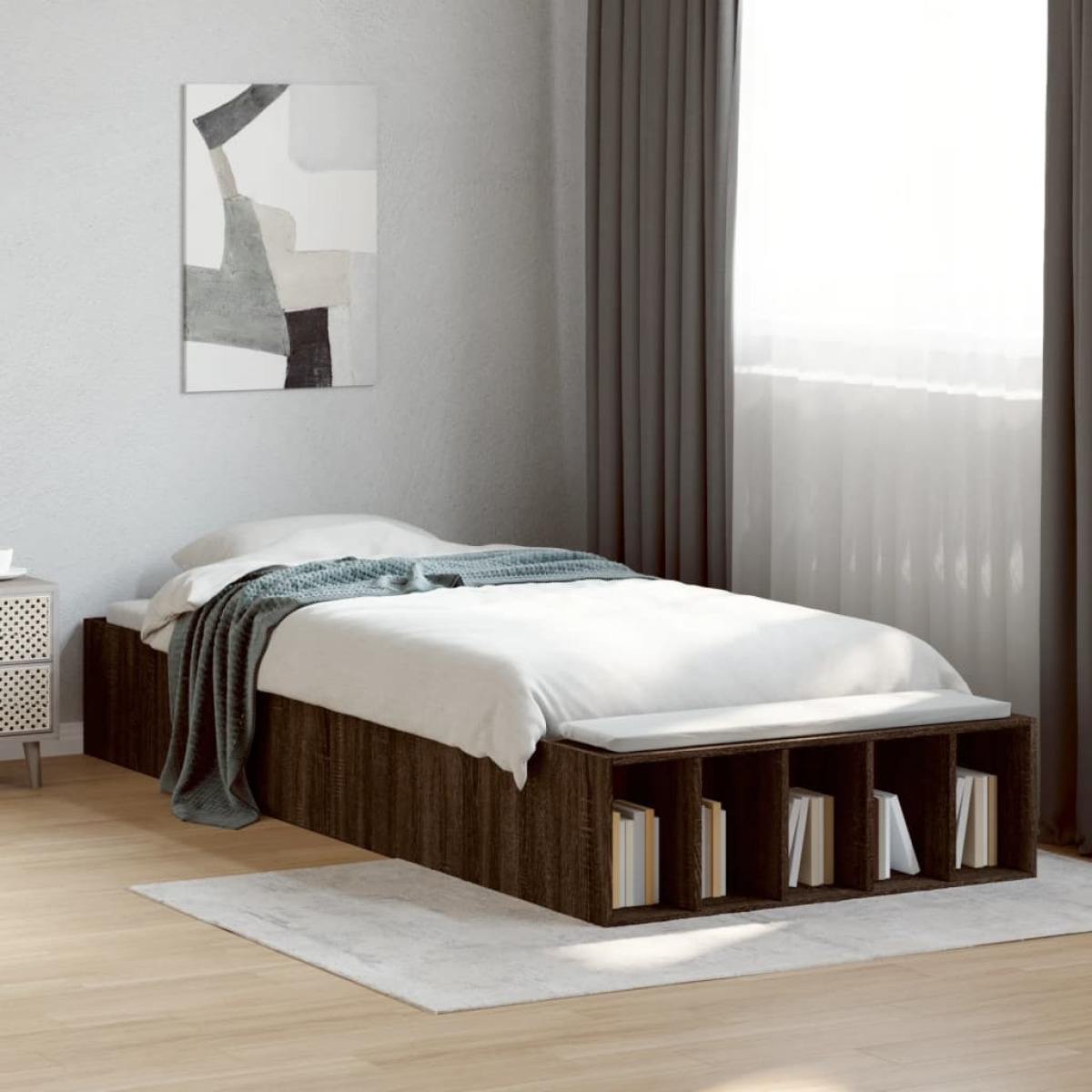 vidaXL Bed Frame without Mattress Grey Sonoma 90x190 cm Single - from vidaXL