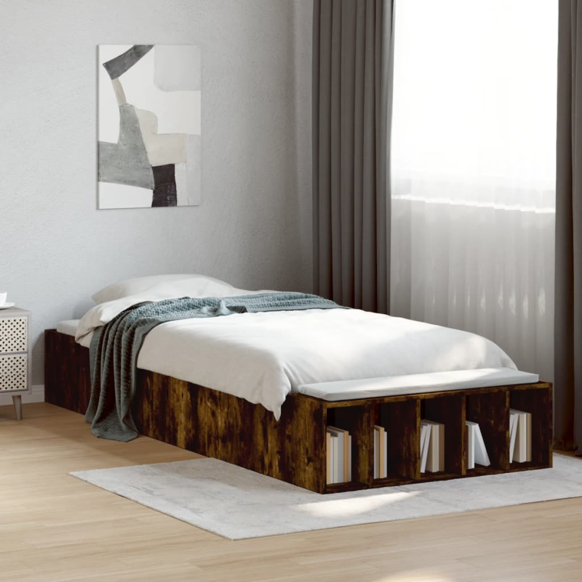 vidaXL Bed Frame without Mattress Grey Sonoma 90x190 cm Single - from vidaXL