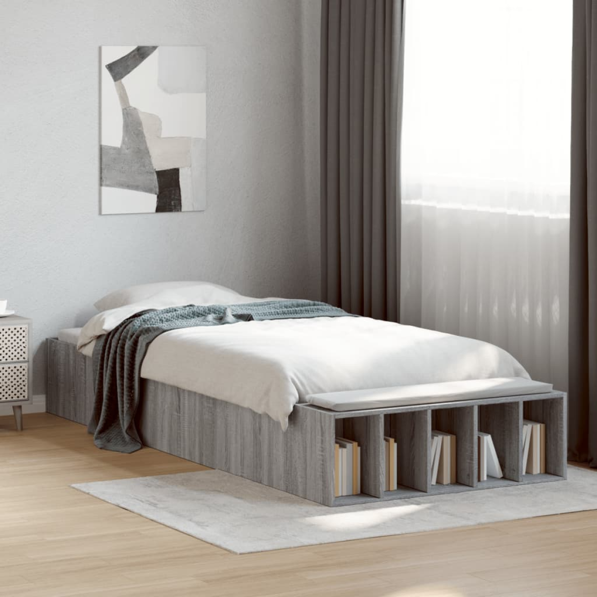 vidaXL Bed Frame without Mattress Grey Sonoma 90x190 cm Single - from vidaXL