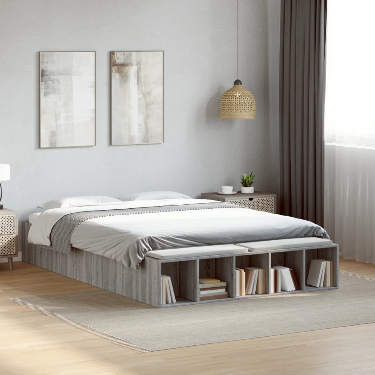 vidaXL Bed Frame without Mattress Grey Sonoma 90x190 cm Single - from vidaXL