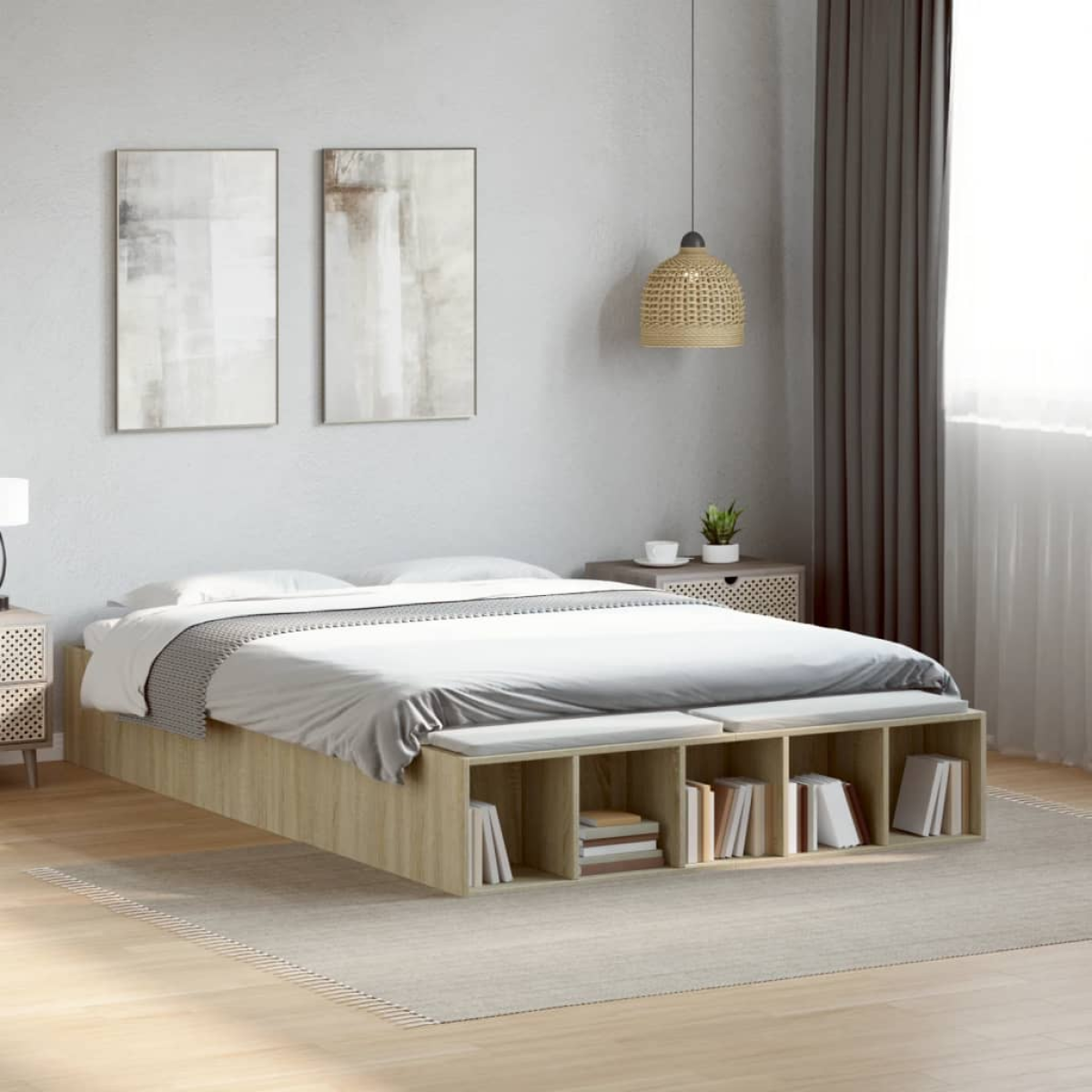vidaXL Bed Frame without Mattress Grey Sonoma 90x190 cm Single - from vidaXL