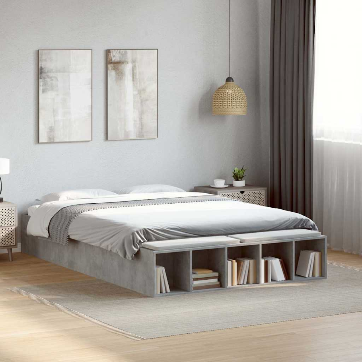 vidaXL Bed Frame without Mattress Grey Sonoma 90x190 cm Single - from vidaXL