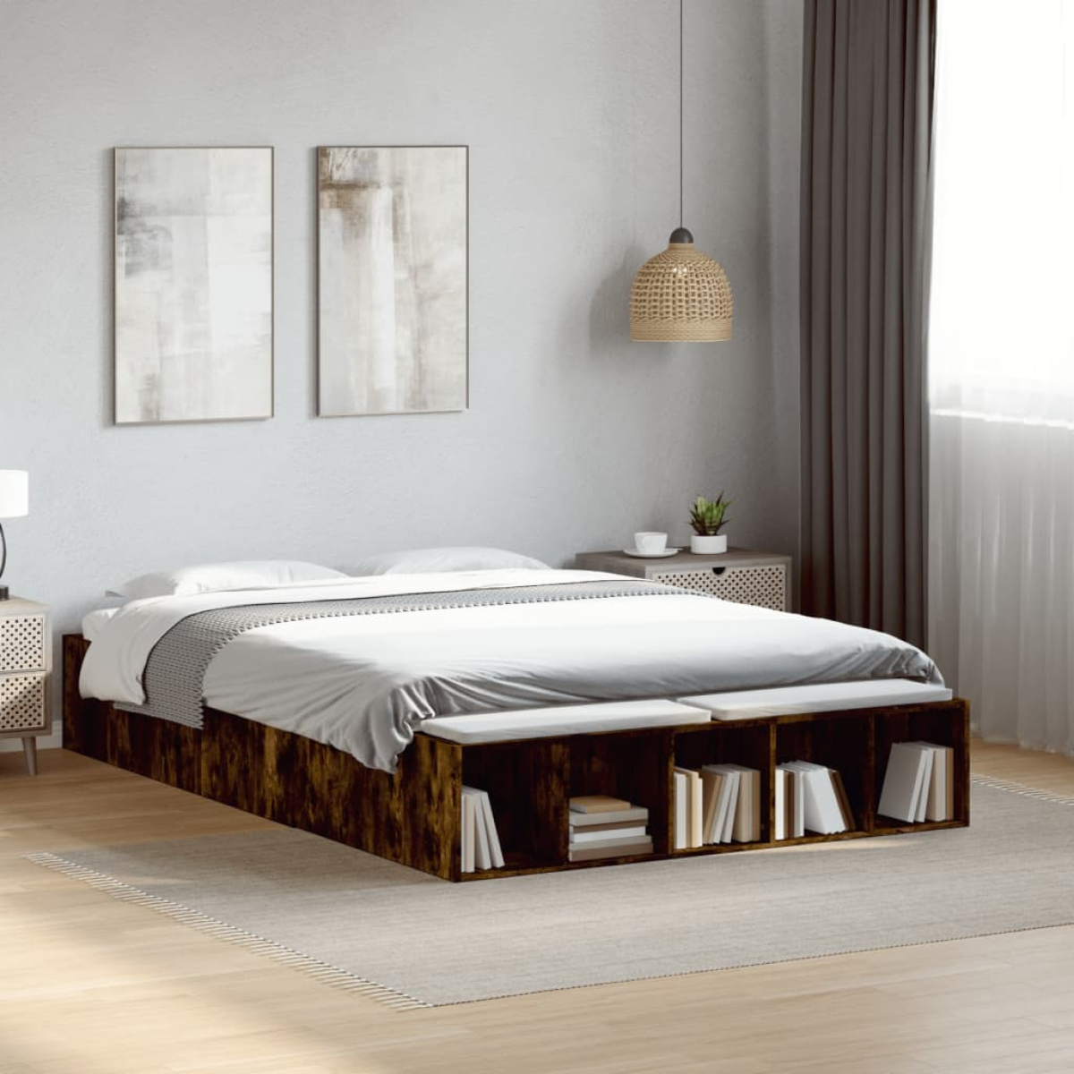 vidaXL Bed Frame without Mattress Grey Sonoma 90x190 cm Single - from vidaXL