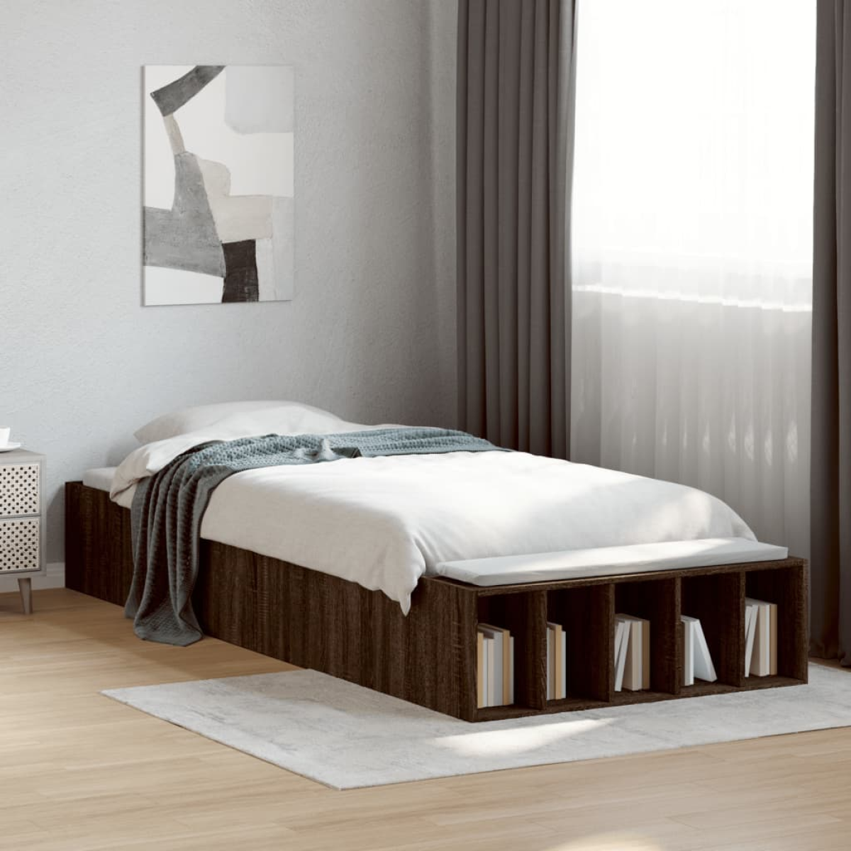 vidaXL Bed Frame without Mattress Grey Sonoma 90x190 cm Single - from vidaXL