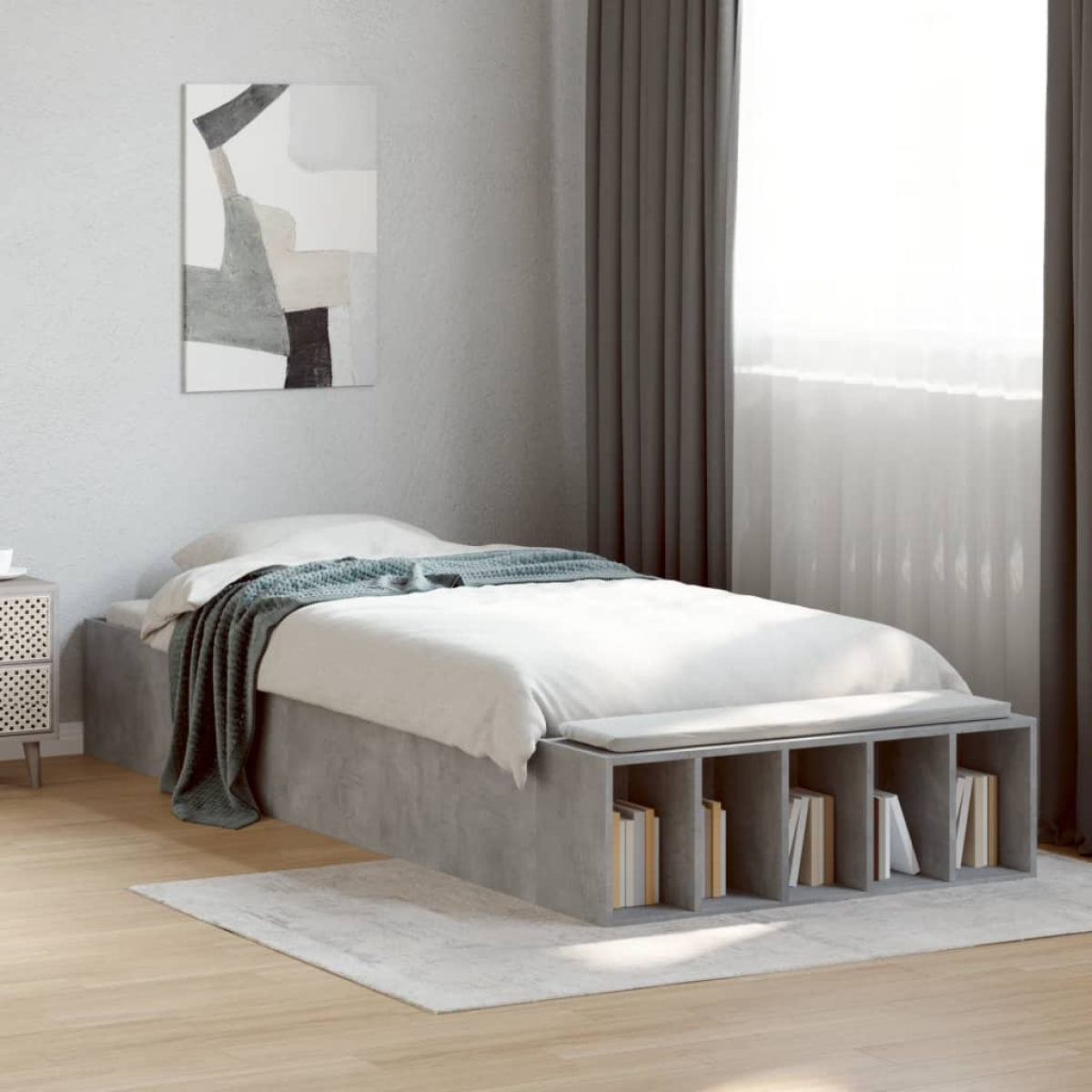 vidaXL Bed Frame without Mattress Grey Sonoma 90x190 cm Single - from vidaXL