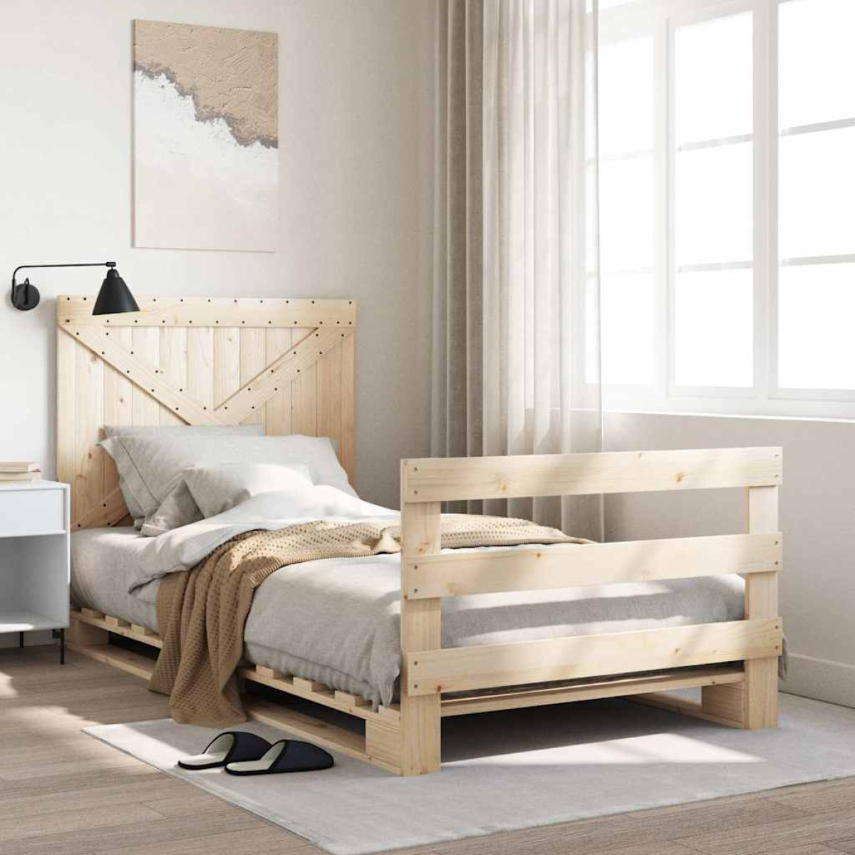vidaXL Bed Frame | Natural Pine | Solid Pinewood | Single size | Durable - from vidaXL