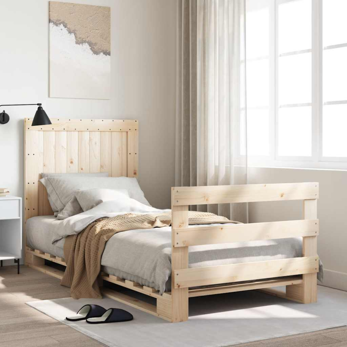 vidaXL Bed Frame | Natural Pine | Solid Pinewood | Single size | Durable - from vidaXL