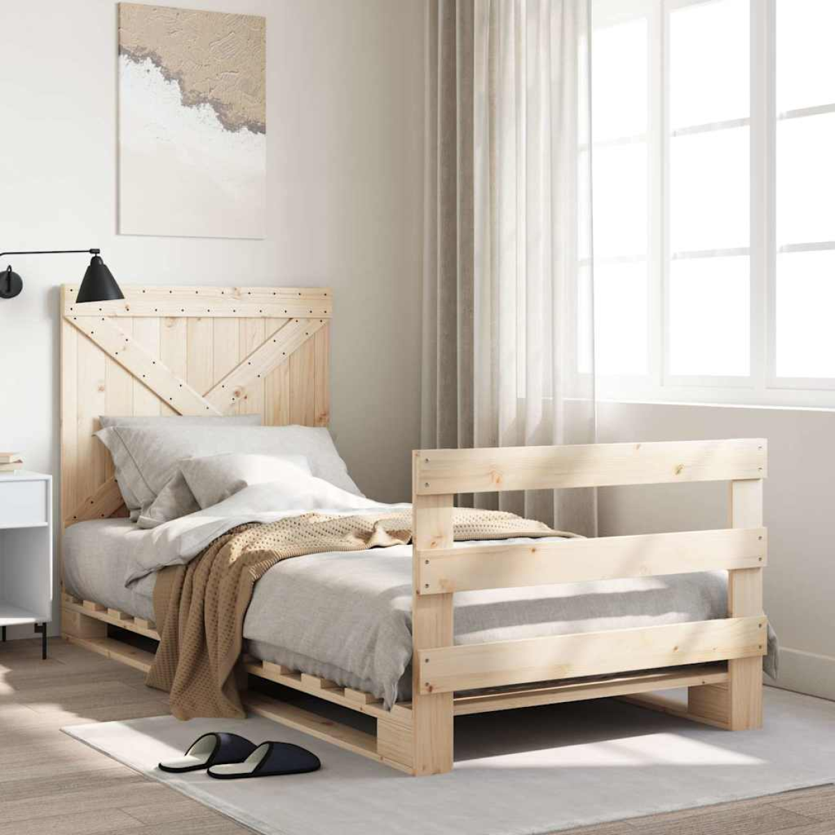 vidaXL Bed Frame | Natural Pine | Solid Pinewood | Single size | Durable - from vidaXL