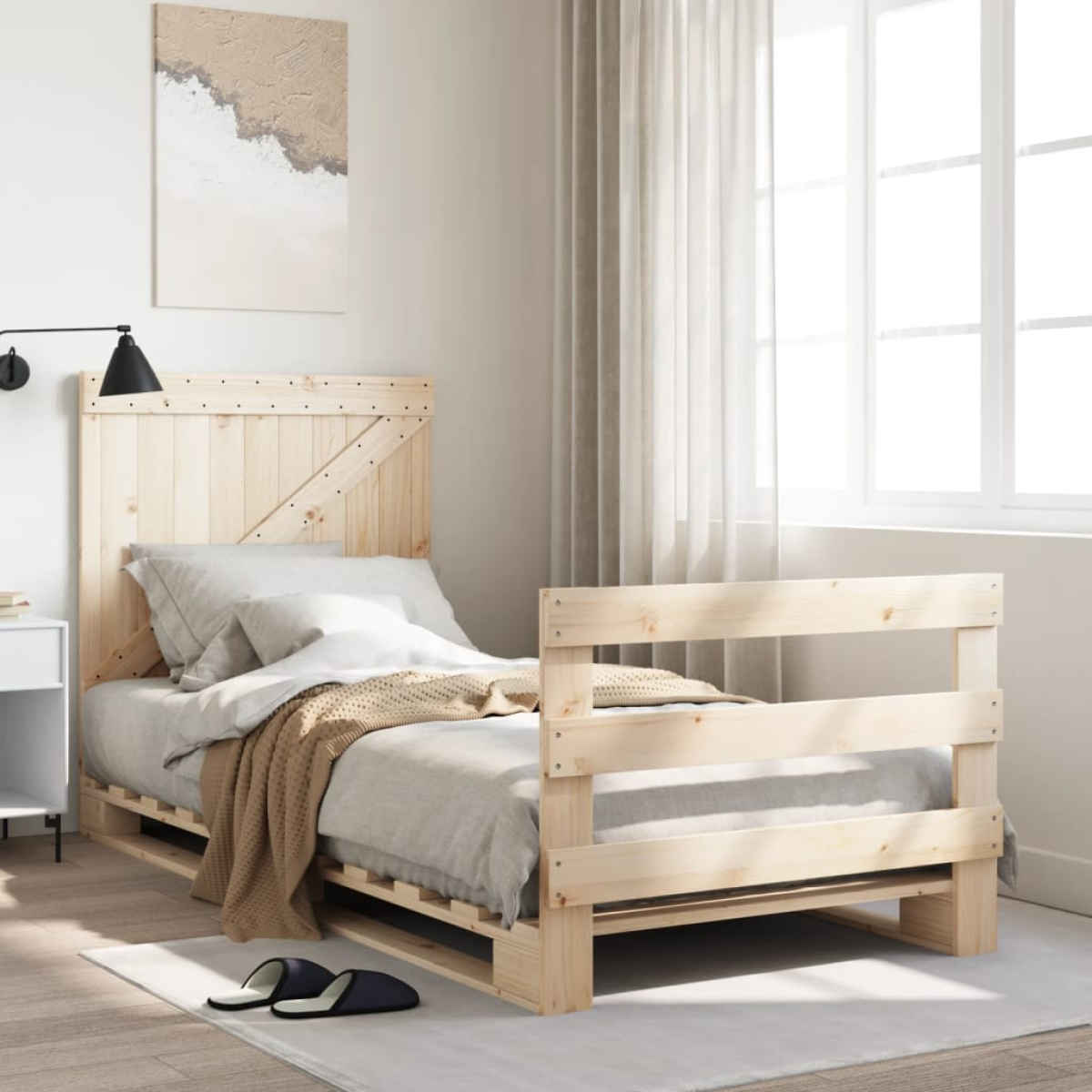 vidaXL Bed Frame | Natural Pine | Solid Pinewood | Single size | Durable - from vidaXL