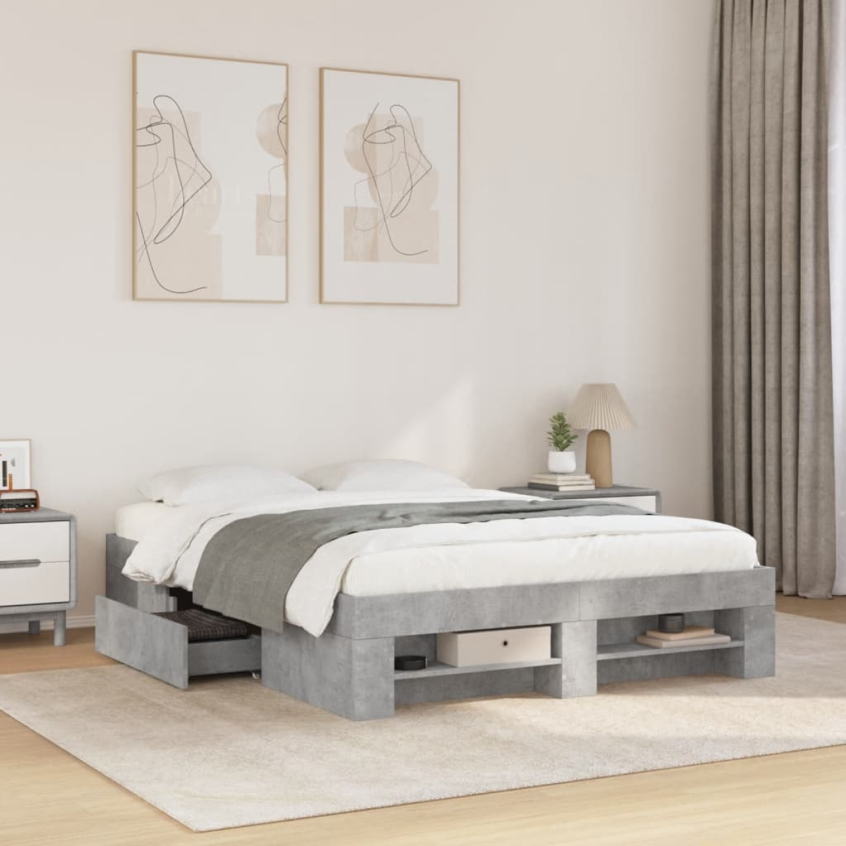 vidaXL Bed Frame without Mattress White 200x200 cm Engineered Wood - from vidaXL