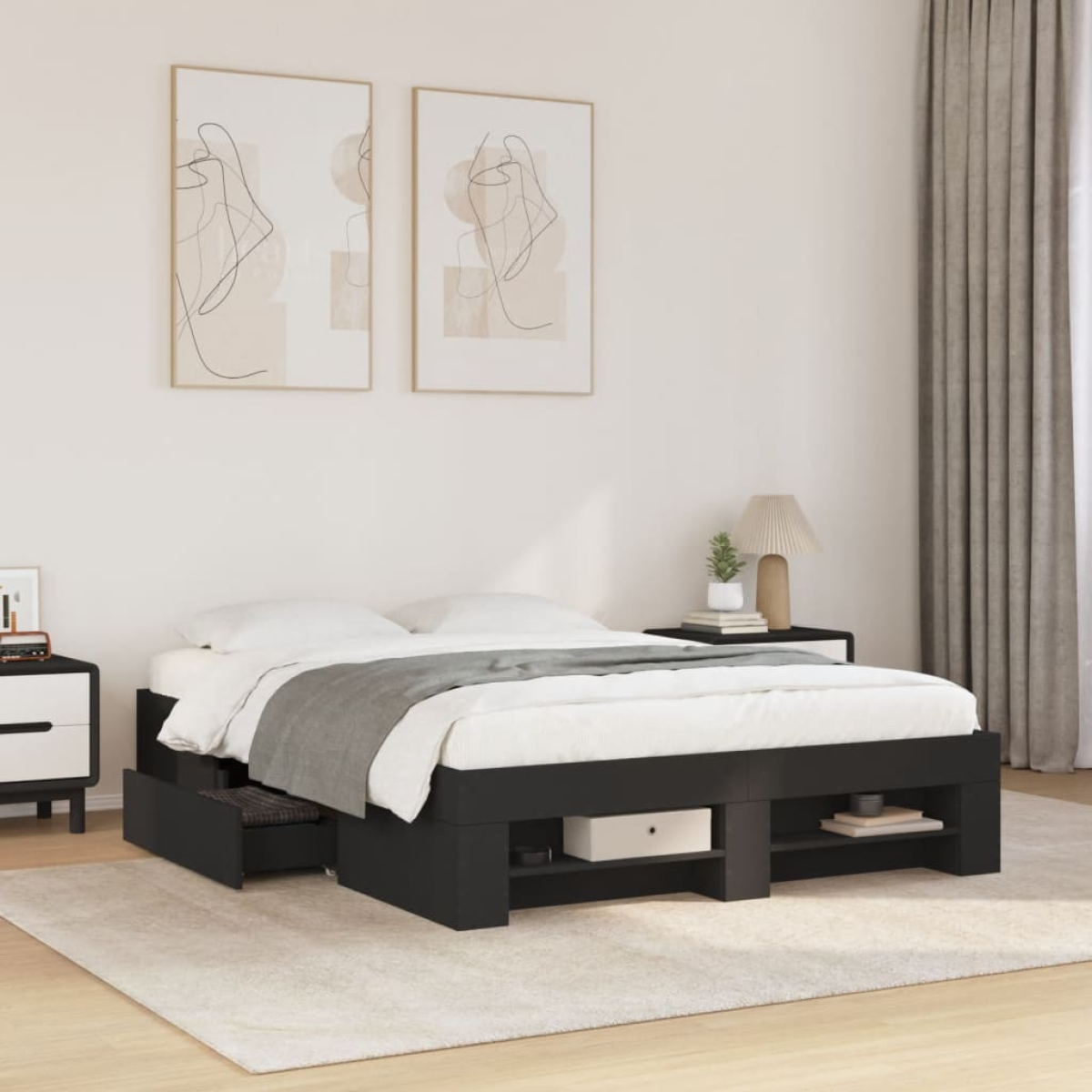 vidaXL Bed Frame without Mattress White 200x200 cm Engineered Wood - from vidaXL