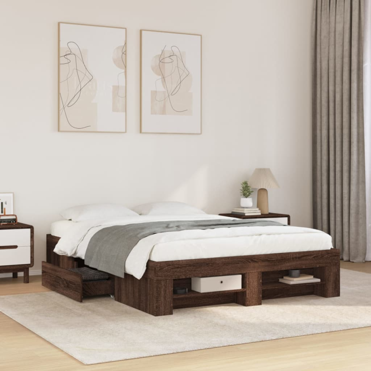 vidaXL Bed Frame without Mattress White 200x200 cm Engineered Wood - from vidaXL