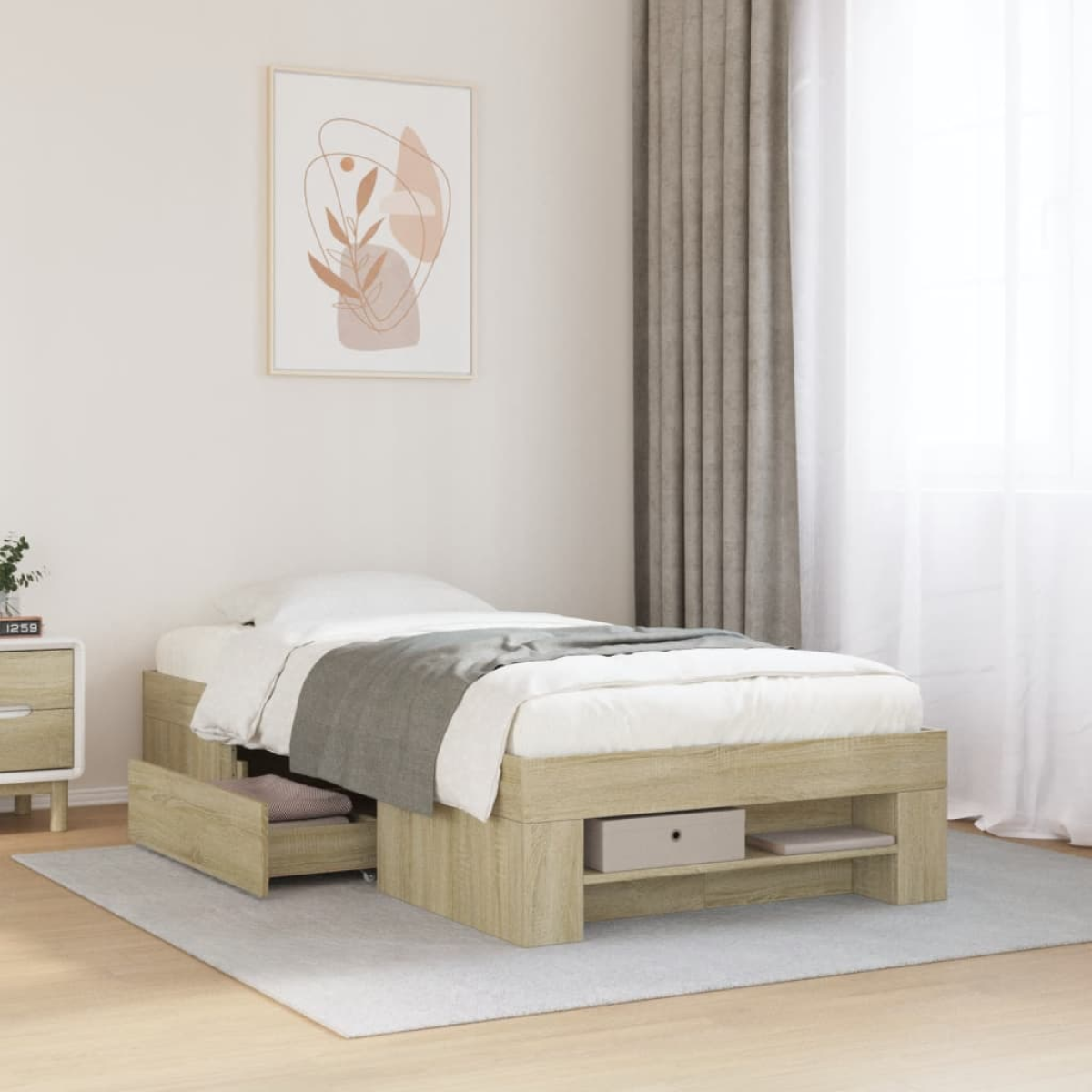 vidaXL Bed Frame without Mattress White 200x200 cm Engineered Wood - from vidaXL