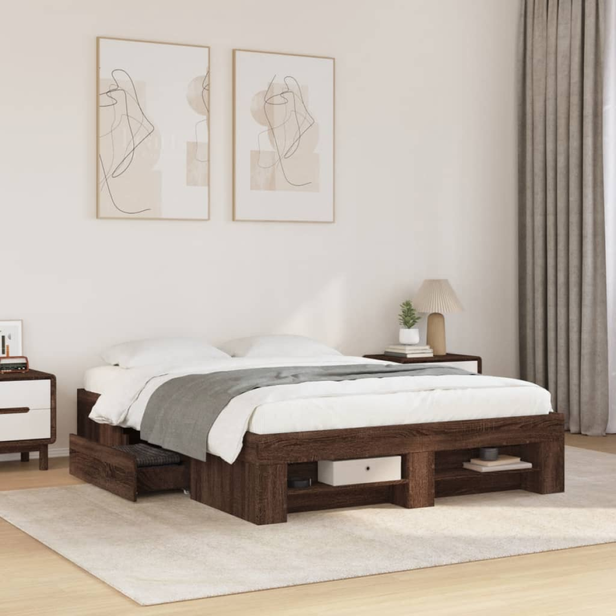 vidaXL Bed Frame without Mattress White 200x200 cm Engineered Wood - from vidaXL
