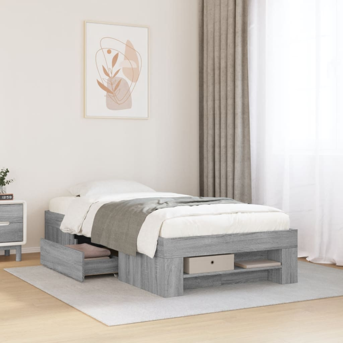 vidaXL Bed Frame without Mattress White 200x200 cm Engineered Wood - from vidaXL