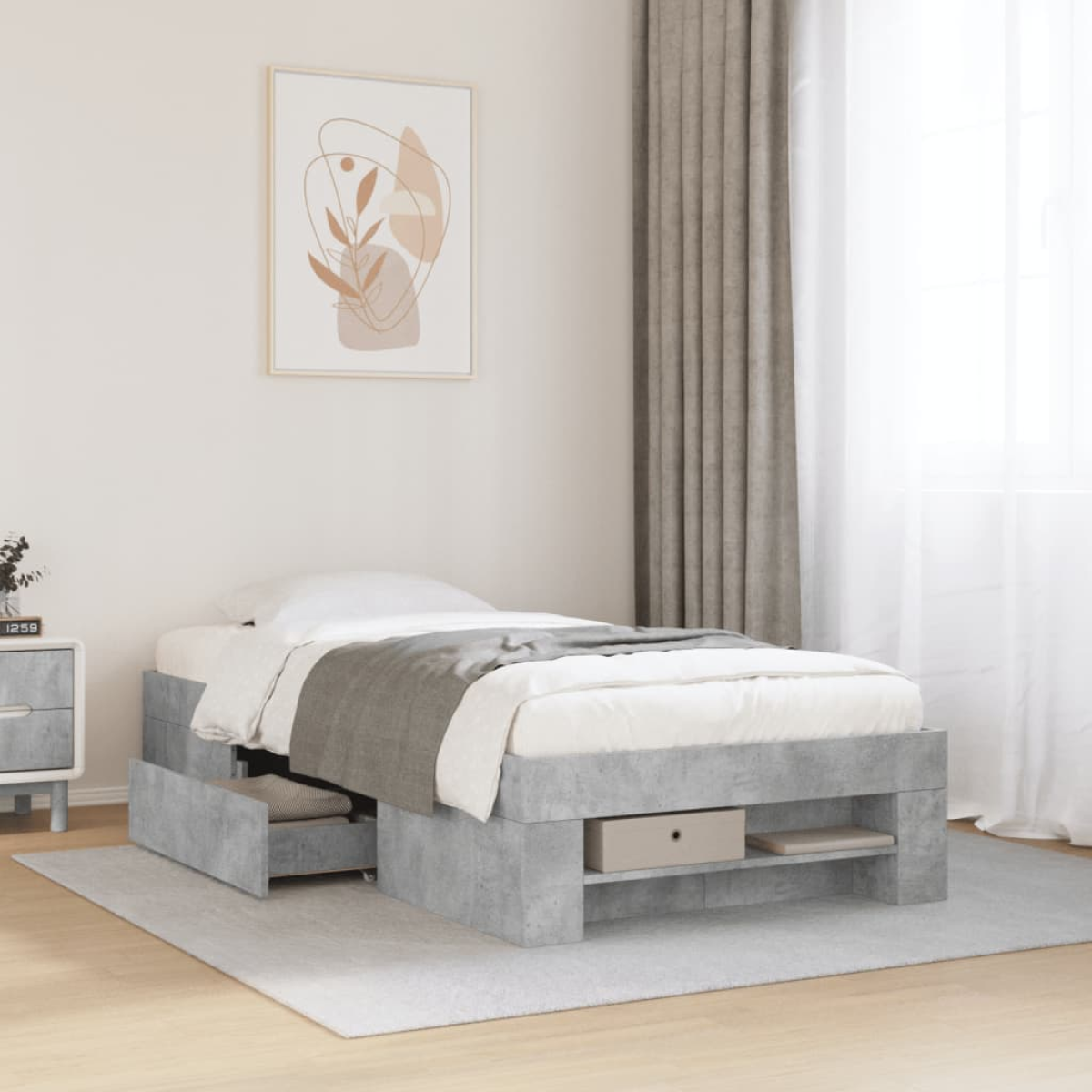 vidaXL Bed Frame without Mattress White 200x200 cm Engineered Wood - from vidaXL