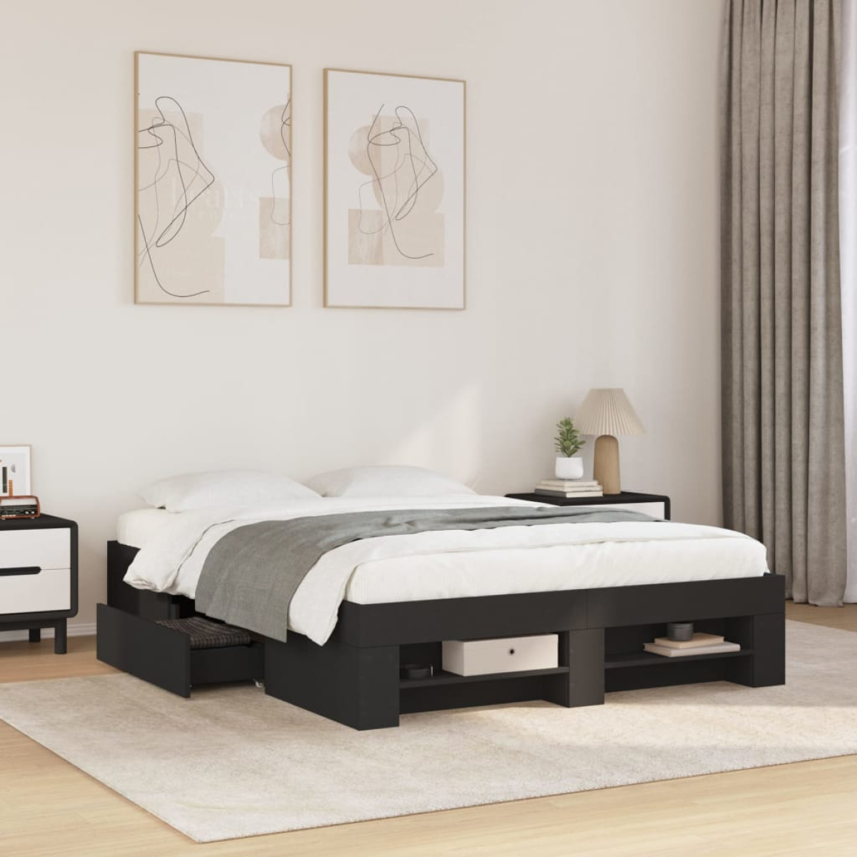 vidaXL Bed Frame without Mattress White 200x200 cm Engineered Wood - from vidaXL