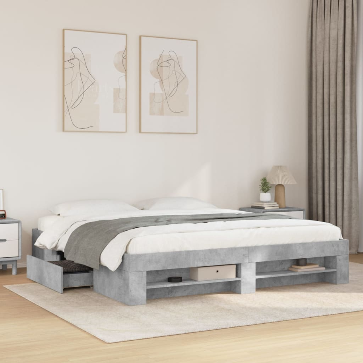 vidaXL Bed Frame without Mattress White 200x200 cm Engineered Wood - from vidaXL