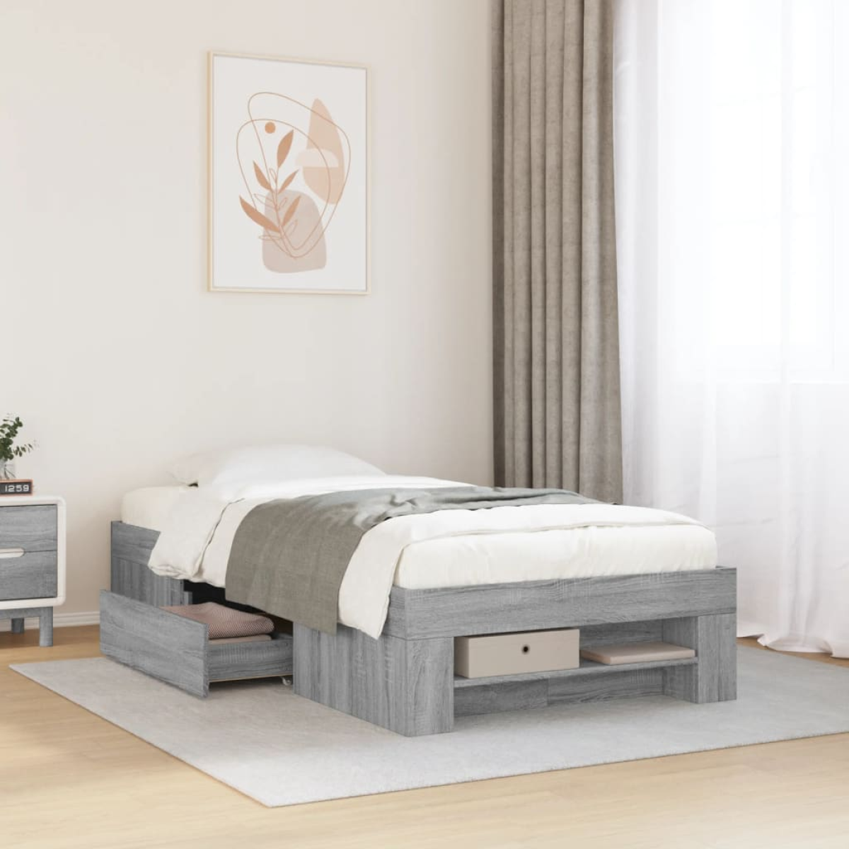 vidaXL Bed Frame without Mattress White 200x200 cm Engineered Wood - from vidaXL