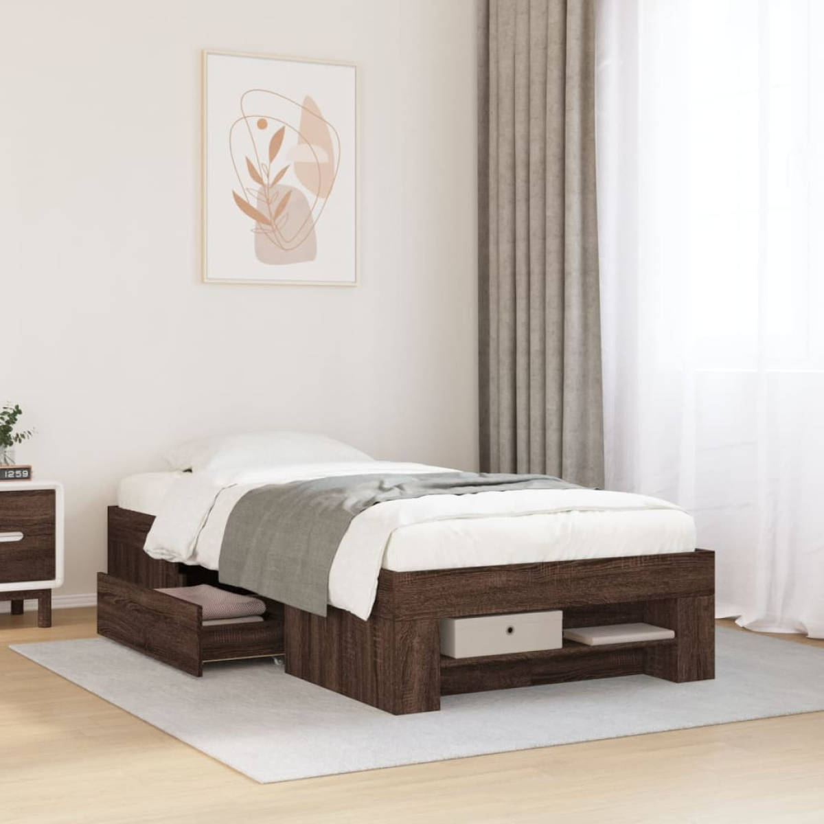 vidaXL Bed Frame without Mattress White 200x200 cm Engineered Wood - from vidaXL