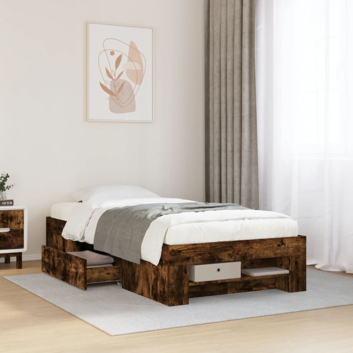 vidaXL Bed Frame without Mattress White 200x200 cm Engineered Wood - from vidaXL