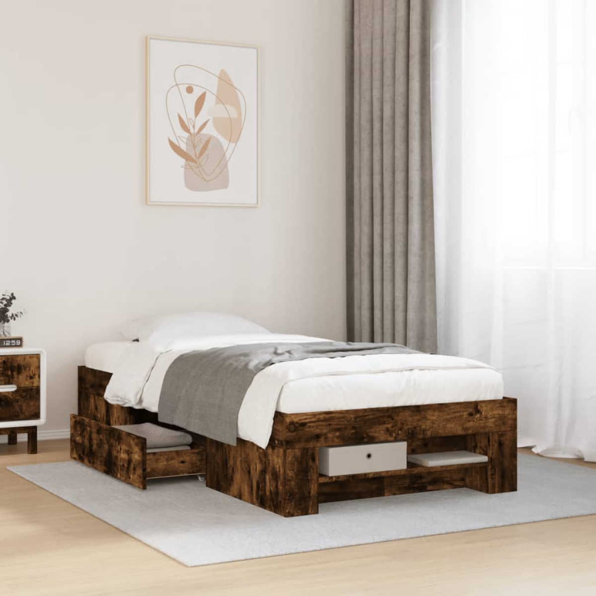 vidaXL Bed Frame without Mattress White 200x200 cm Engineered Wood - from vidaXL