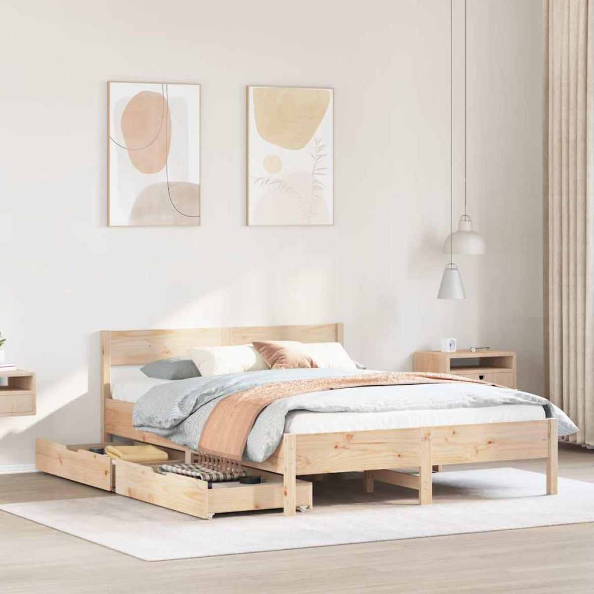 vidaXL Bed Frame without Mattress 200x200 cm Solid Wood Pine - from vidaXL
