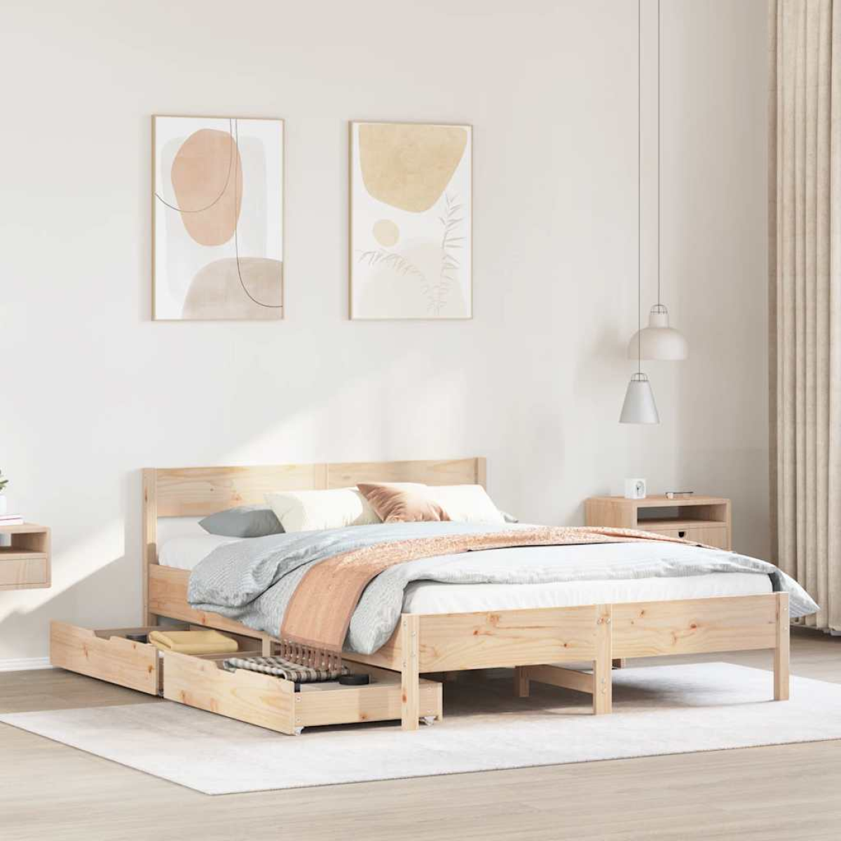 vidaXL Bed Frame without Mattress 200x200 cm Solid Wood Pine - from vidaXL