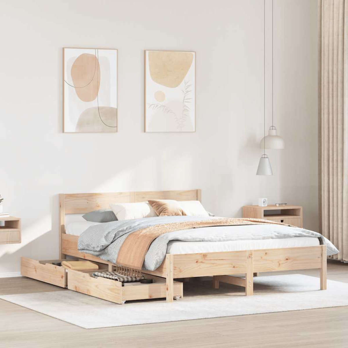 vidaXL Bed Frame without Mattress 200x200 cm Solid Wood Pine - from vidaXL