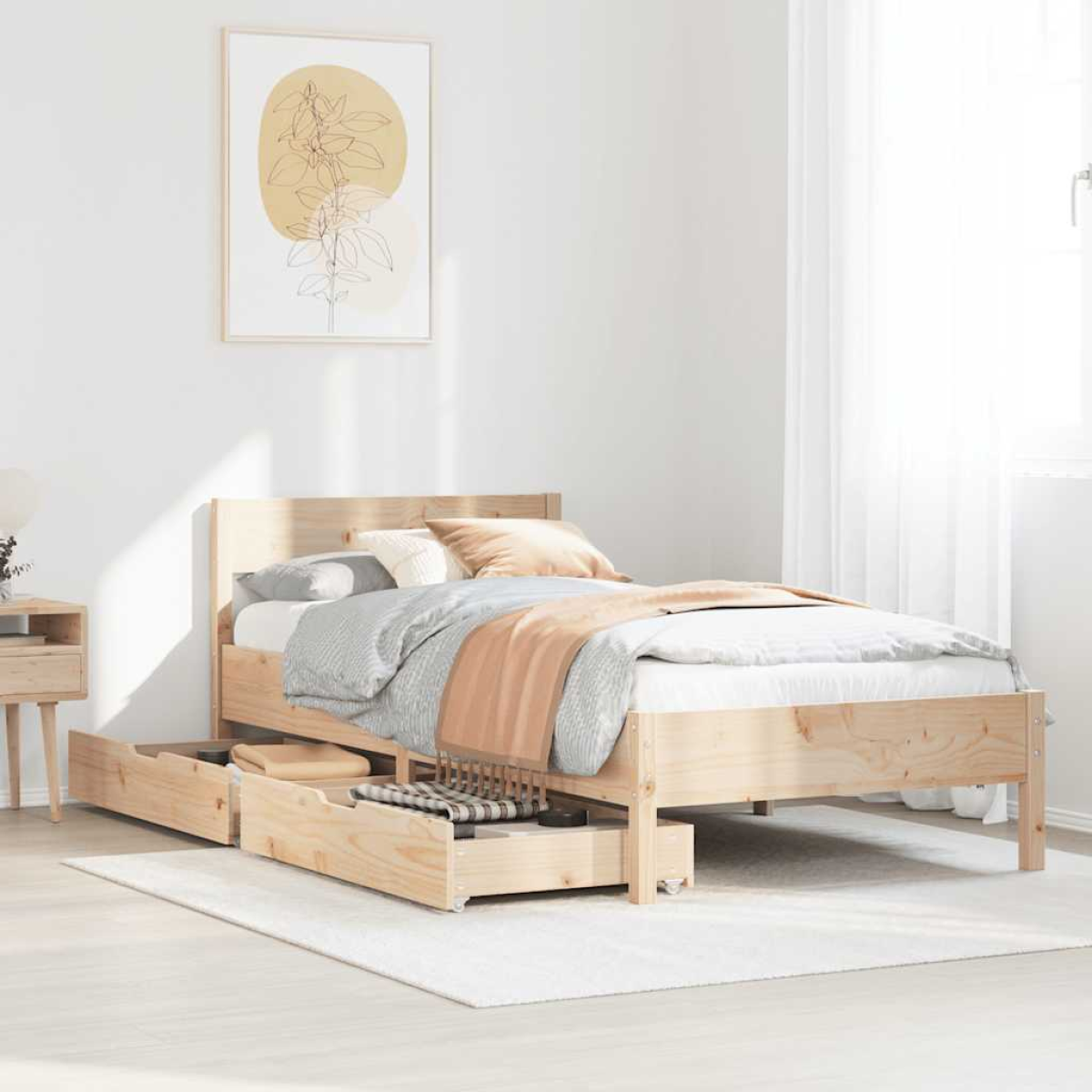vidaXL Bed Frame without Mattress 200x200 cm Solid Wood Pine - from vidaXL