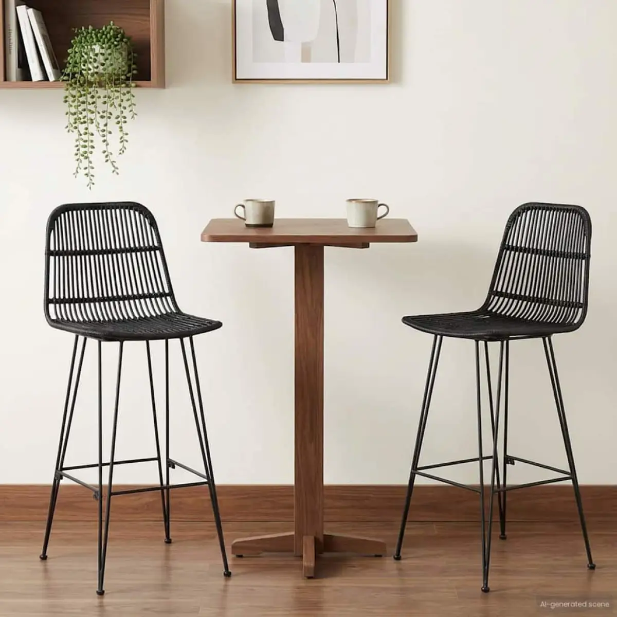 vidaXL vidaXL Bar Stool 2 pcs Natural 44 x 55 x 109 cm Rattan and Steel - Bar Stool