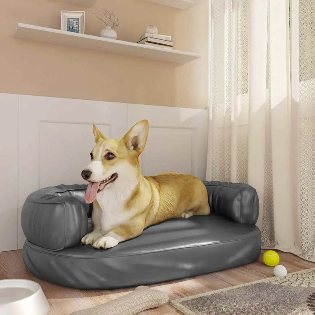 vidaXL Dog Bed | Dark Blue | Faux Leather | Medium | Dog Bed | Rectangular - from vidaXL