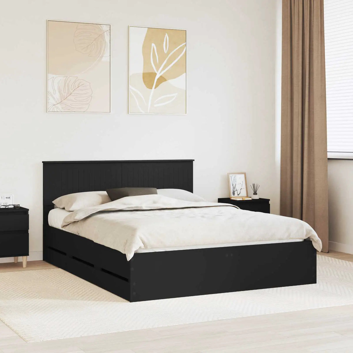 vidaXL Bed Frame with Drawer Concrete Grey 140 x 190 cm Engineer Wood - from vidaXL