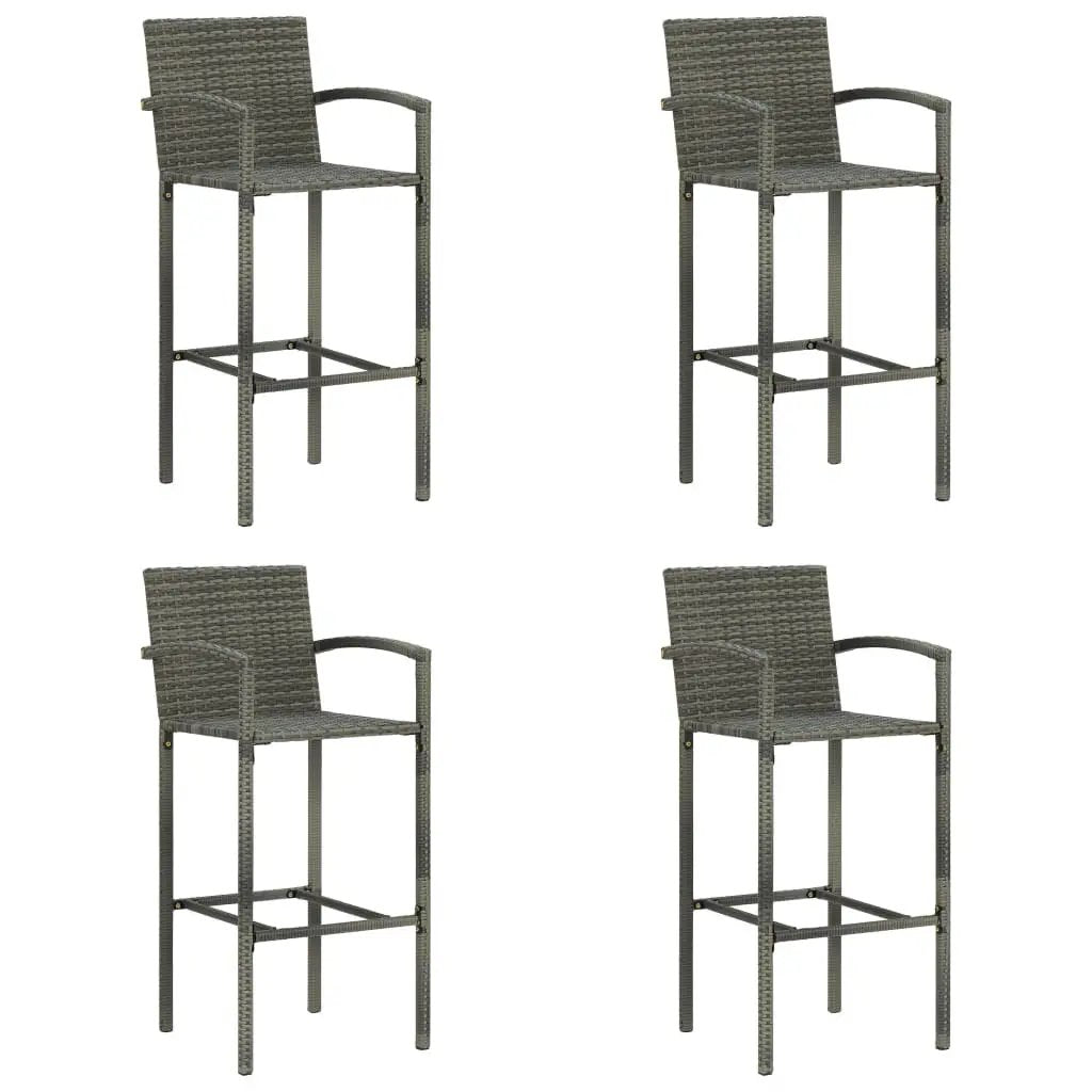 vidaXL vidaXL Bar Stools 2 pcs Brown Poly Rattan - Bar Stool