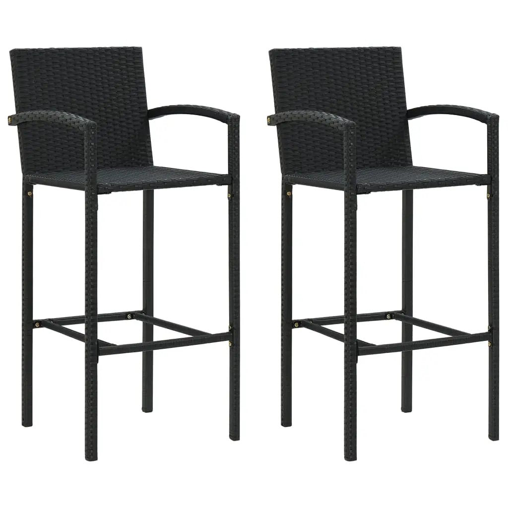vidaXL vidaXL Bar Stools 2 pcs Brown Poly Rattan - Bar Stool