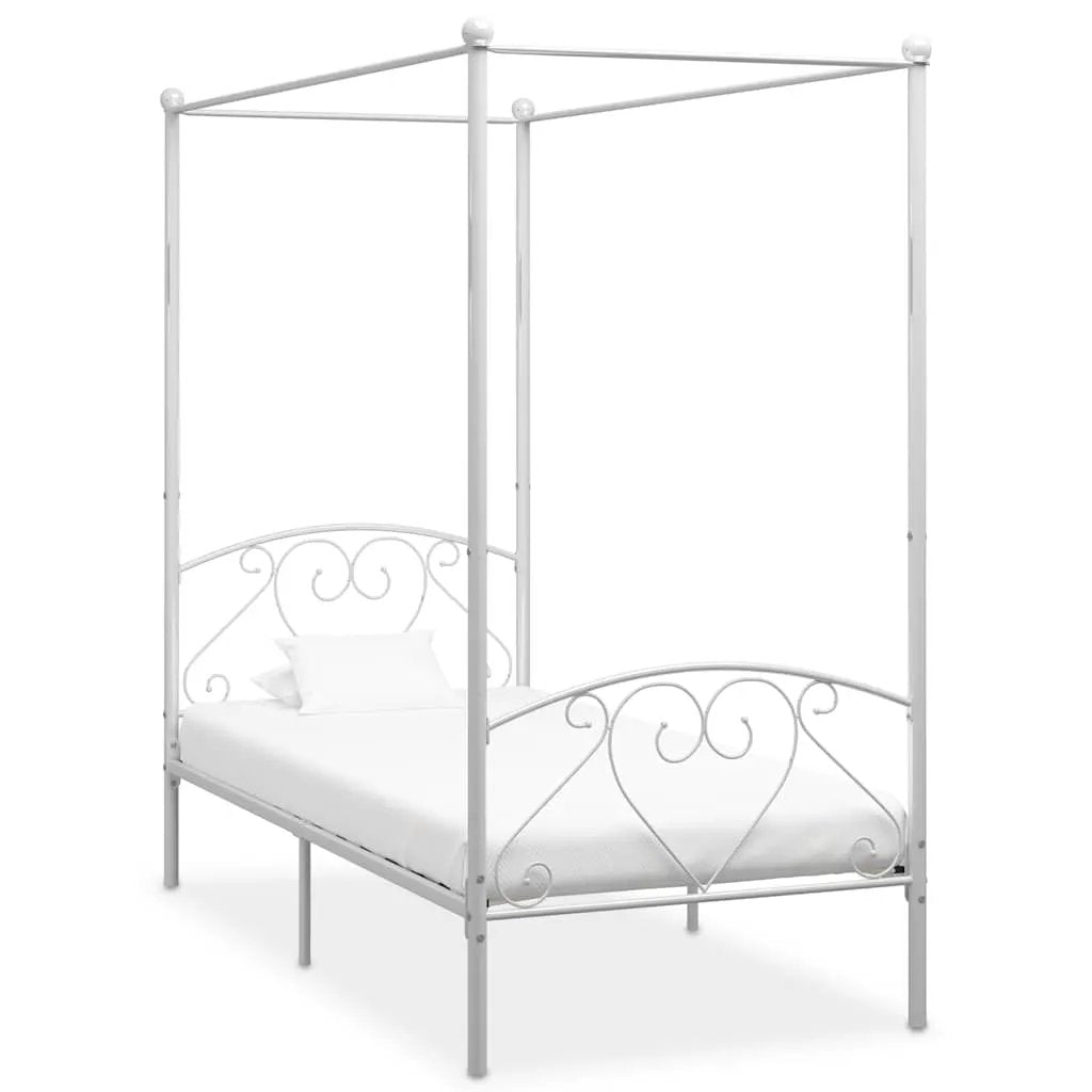 vidaXL Bed Frame | White | Metal | Single | Durable | Bed Frame | Rectangular - from vidaXL