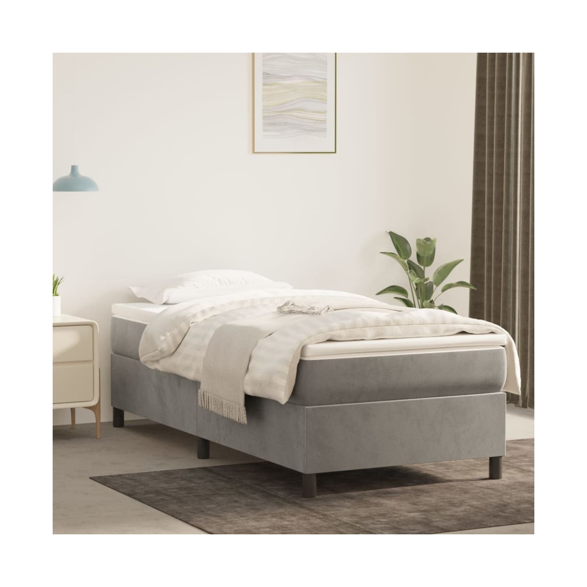 vidaXL Box Spring Bed Frame Light Grey Twin Velvet (US Only) - from vidaXL