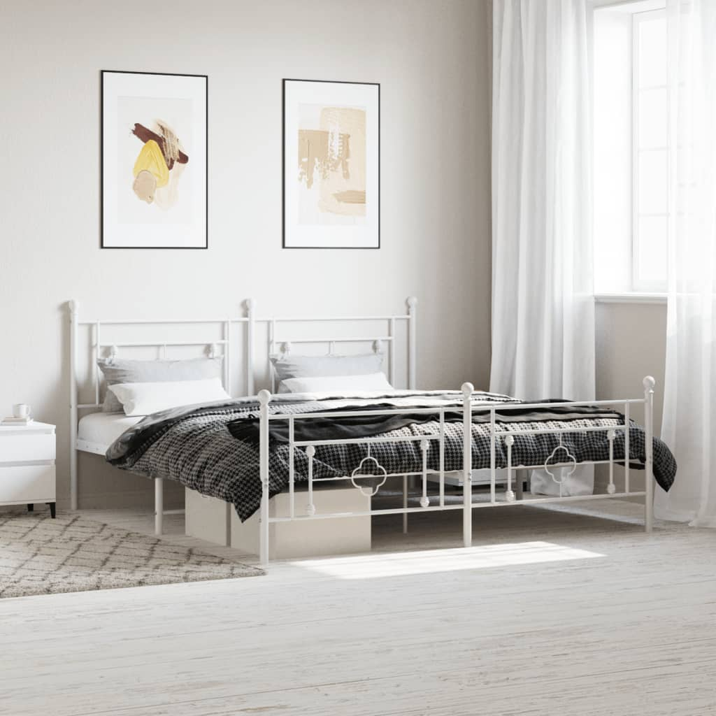 vidaXL Metal Bed Frame without Mattress with Headboard Black 75x190cm - from vidaXL